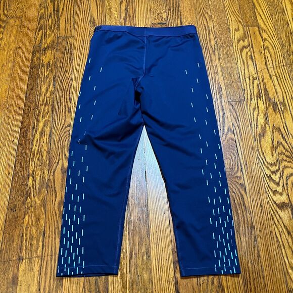 Nike Pro Reflective Print Cropped Capri Leggings Navy Blue Women's Size L - Picture 12 of 13